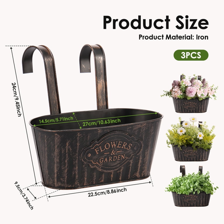 Keyohome 3-Pack Metal Wall Planters, 10.6 Inch Black photo 7