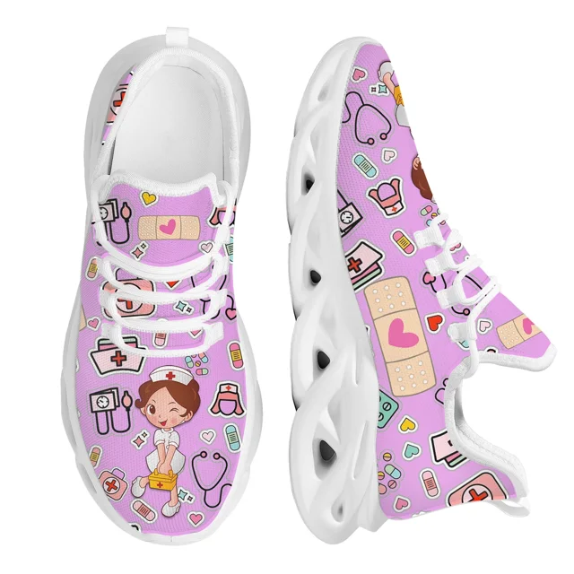 Zapatos de enfermería blancos para mujer, zapatillas deportivas transpirables de malla con diseño de marca para enfermeras y atención médica.