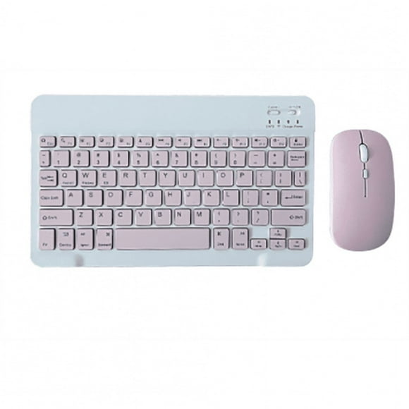 Portable Wireless Bluetooth Keyboard Mouse Set For Android Ios Windows Phone Tablet pink 7-inch