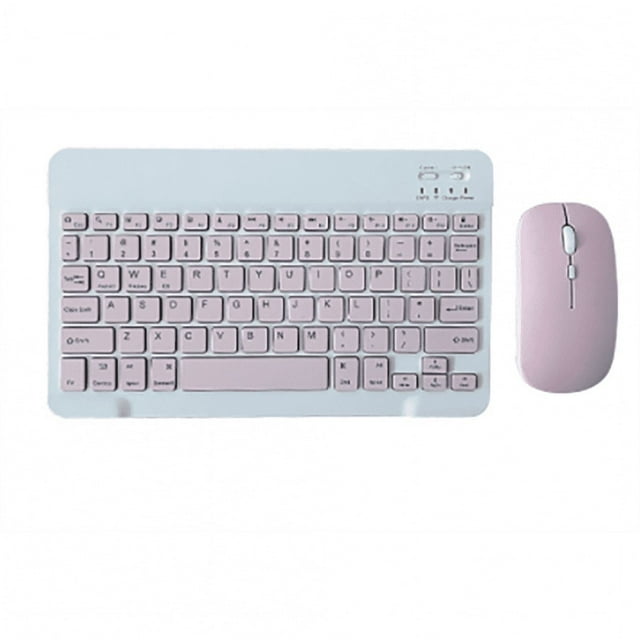 Portable Wireless Bluetooth Keyboard Mouse Set For Android Ios Windows Phone Tablet pink 7-inch
