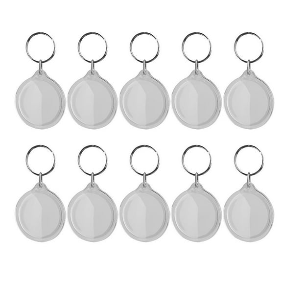 jojofuny Round Key Chain 50Pcs Silver Acrylic Metal Photo Frame Keychain for Daily Use