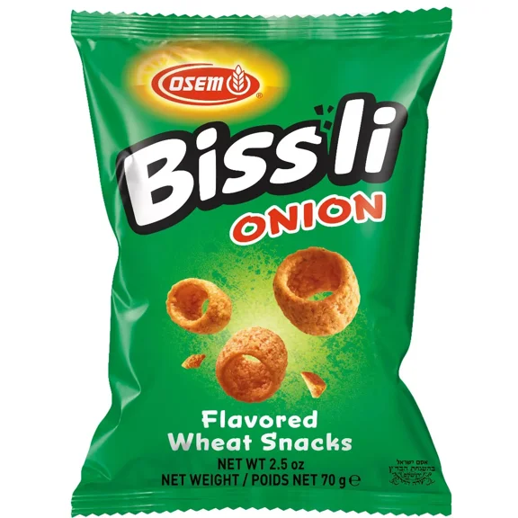 Pack of 24, Osem Bissli Onion Flavored Wheat Snack, 2.5 oz