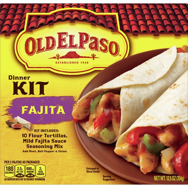 Old El Paso Fajita Dinner Kit With Flour Tortillas, Mild Fajita Sauce
