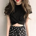 thumbnail image 2 of Women's Loose Fit Versatile Crewneck Short Sleeve Solid Color T-Shirt Tee Soft Comfy Casual Daily Wear | CSEONE,Black L, 2 of 6