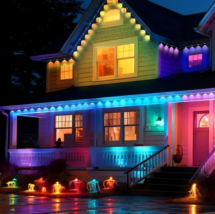 100ft RGBIC Smart Permanent Outdoor LED Strip Light with 48 Lights, Color-Changing, IP67 Waterproof, WiFi + Bluetooth, Patio & Garden Decor, Holiday Lighting