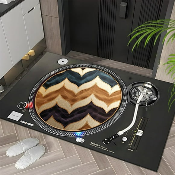 Wzzjkit Record Player Creatives Policy Radio Floor Mat Carpet Home Living Room Door Mat Dirt-resistants Non-slip Floor Mat