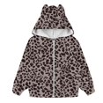 thumbnail image 2 of Kiijoy Girls Leopard Print Fleece Coat Zip Up Cat Ears Hooded Jacket Outerwear, Sizes 2-14, 2 of 4