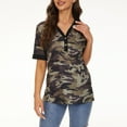 thumbnail image 3 of Moda Mujer Casual Primavera Manga corta Impreso Escote en V Botón Color Contraste Camiseta Blusa Fridja gope4923, 3 of 6