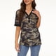 thumbnail image 3 of Moda Mujer Casual Primavera Manga corta Impreso Escote en V Botón Color Contraste Camiseta Blusa Fridja gope4921, 3 of 6