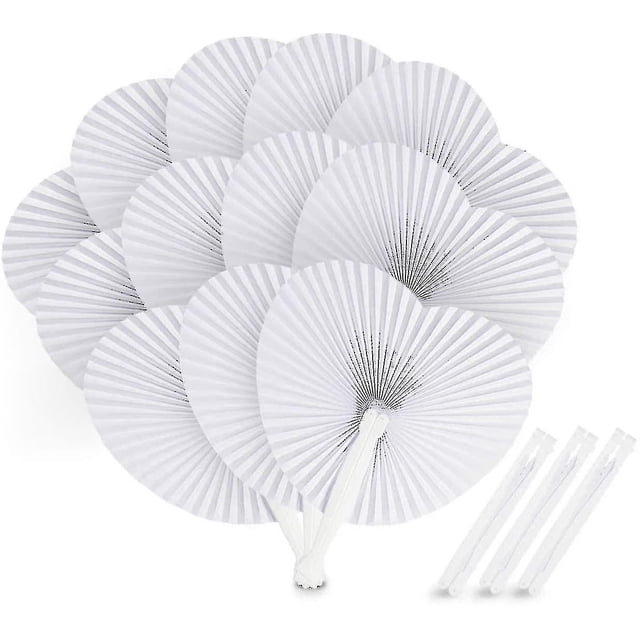 Sky Blue Abanicos de papel para boda, 24 Uds., abanicos de papel blanco en forma de corazón, abanico de bolsillo plegable Compatible con relleno de bolsa de fiesta de recuerdo de