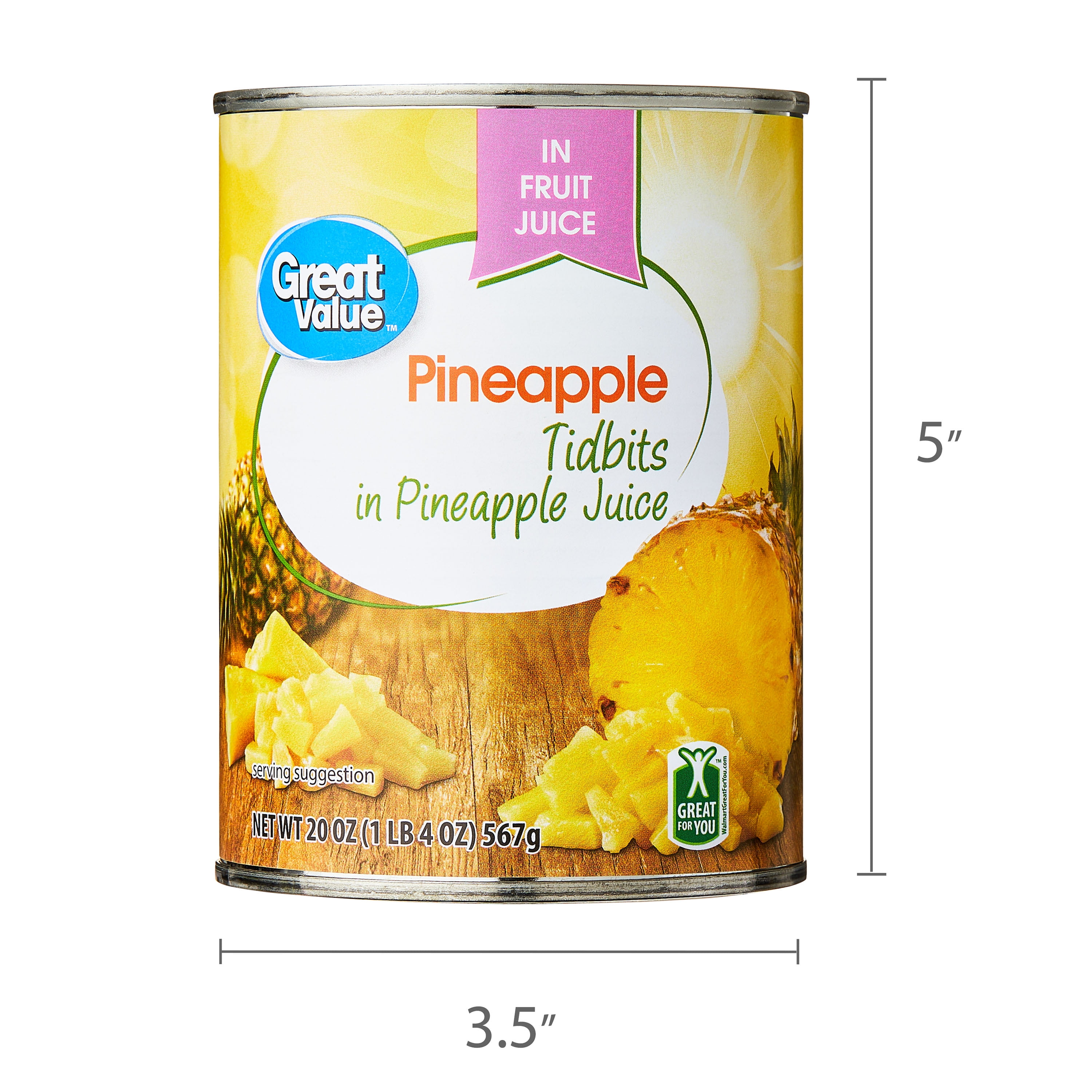 6 pack) Great Value Canned Pineapple Tidbits, 20 oz - Walmart.com