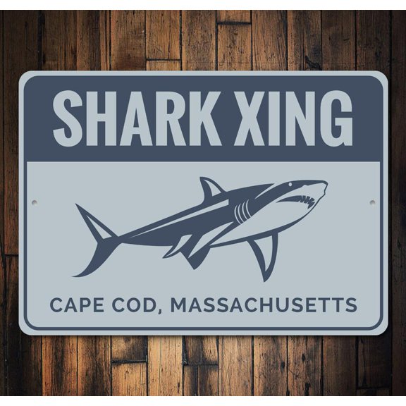Cape Cod Shark Novelty Sign, Metal Wall Decor - 10x14 inches