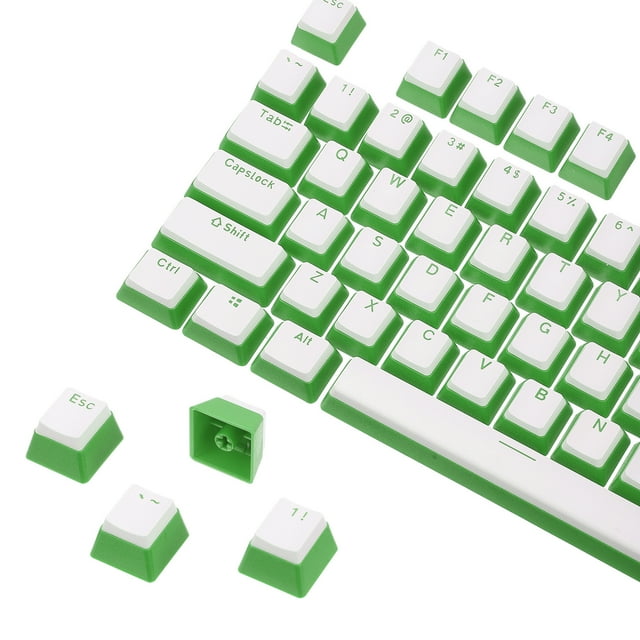 Unique Bargains Ensemble de 108 Touches PBT Pudding Keycaps Profil OEM Double Shot pour Clavier Mécanique Blanc/vert