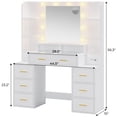 thumbnail image 3 of Afuhokles Glass Top Vanity Desk with Mirror and Lights, Makeup Vanity with Lights, Charging Station, 8 Drawers, Acrylic Dividers and Shelves, White, 3 of 8