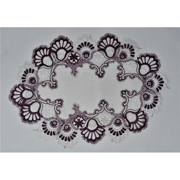H8139-P-12x18 12 x 18 in. Purple European Lace with White Antique Fabric Placemat