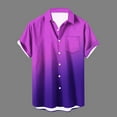 thumbnail image 3 of IYTR Mens Hawaiian Shirts Fashion Gradient Color Short Sleeve T Shirts Button Up Lapel Tropical Beach Shirts With Pocket Casual Summer Comfy Purple M, 3 of 5