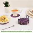 thumbnail image 5 of 6 Pcs Drink Coasters with Holder 3.94in Woven Coasters for Drinks Glowing Purple Butterfly Coaster Set for Protection Table, 5 of 7
