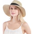 thumbnail image 3 of BEMS-1pcs Sombrero de paja blanco roto para mujer - Sombrero de playa - Sombrero de verano - UV, 3 of 5