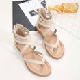 thumbnail image 4 of Womens Flat Sandals- Casual Open Toe Roman Summer Slide Sandals #795 Khaki, 4 of 6