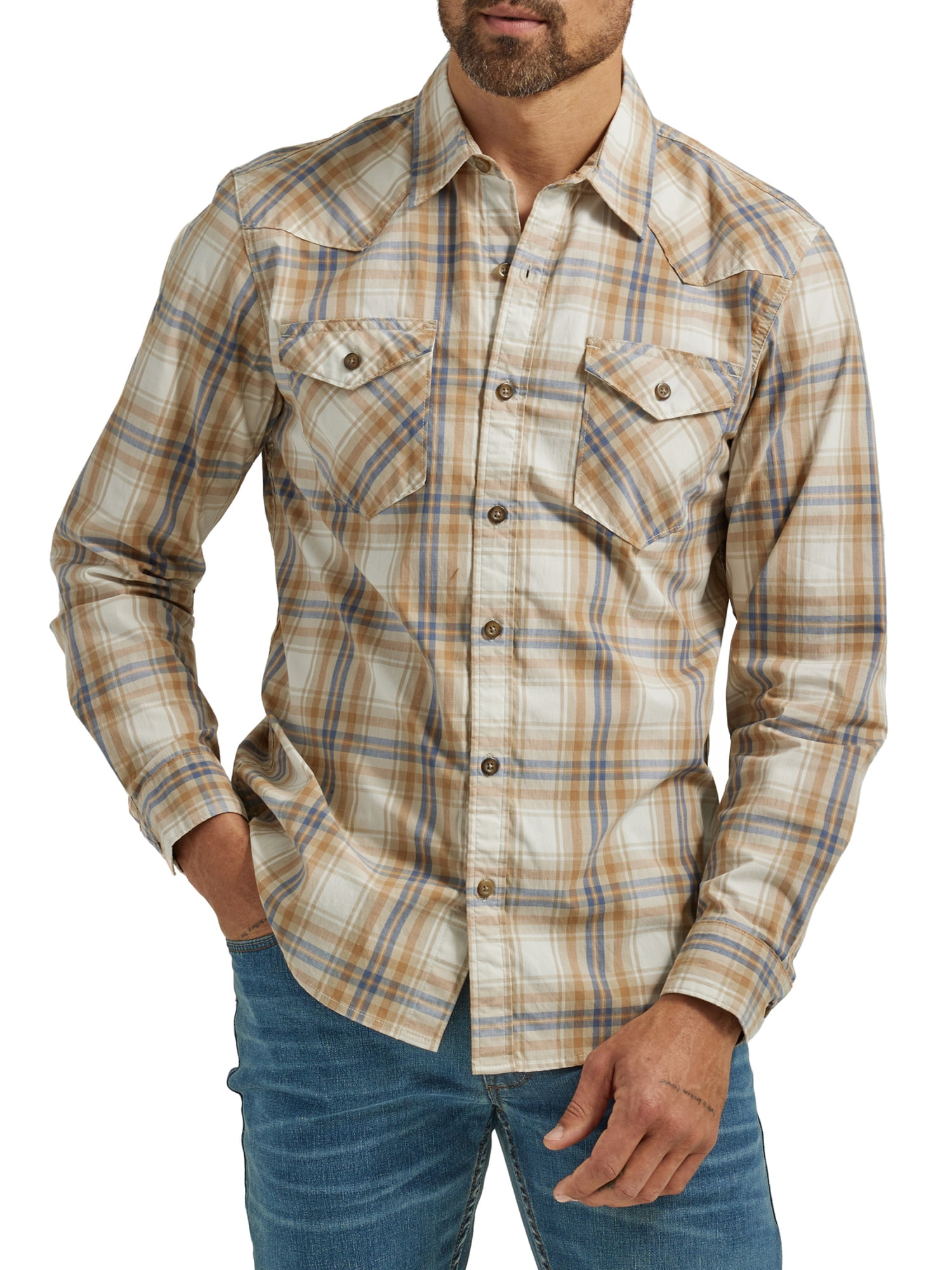 Wrangler Men's Long Sleeve Volume Fashion Woven Shirt, Sizes S-5XL