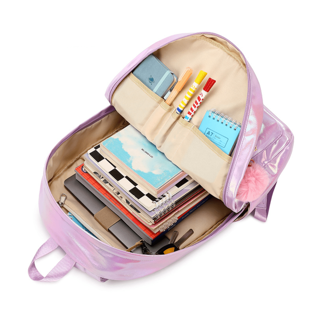 KAMUGO Backpacks for Girls with Lunch Bag & Pencil Case,Ergonomic School Backpacks (Purple)