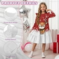 thumbnail image 5 of FKELYI Ruffled Long Sleeve Dress for Girl Christmas Reindeer Snowflake Print A-Line Pleated Twirly Dress Crew Neck Flowy Holiday Dresses for Kids Fall Outfits, 9-10 Y, 5 of 6