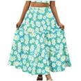 thumbnail image 2 of Delliss Women's Tiered Boho Skirt Casual Elastic High Waist Maxi Skirts, 2 of 8