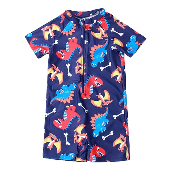 Arlun Boys' Full-Printed Zipper Front One Piece Swimsuit Short Sleeve & Shorts Swimwear for Toddler Kids Beach Pool Comfortable Lightweight Bathing Sets 2-Red 4-5 Years