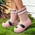thumbnail image 4 of Women's Waterproof Mid-Calf Rain Boots Slip-On Winter Welly Shoes Pink 3-3.5, 4 of 7