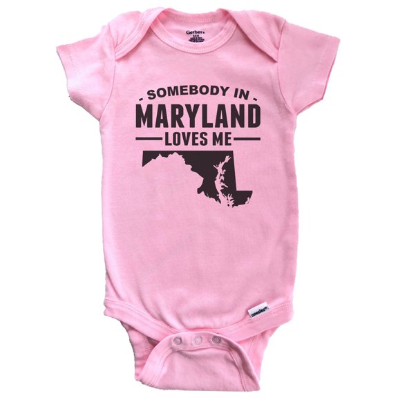 Somebody In Maryland Loves Me Baby Bodysuit - Maryland Baby Bodysuit (Pink)