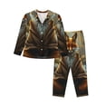 thumbnail image 1 of Balery Streamside Meditating Fox Conjunto de Pijama con Estampado para Mujer, Conjunto de Dos Piezas con Manga Larga, Ropa de Dormir Suave con Bolsillos, Pijamas Cómodos-Medium, 1 of 7