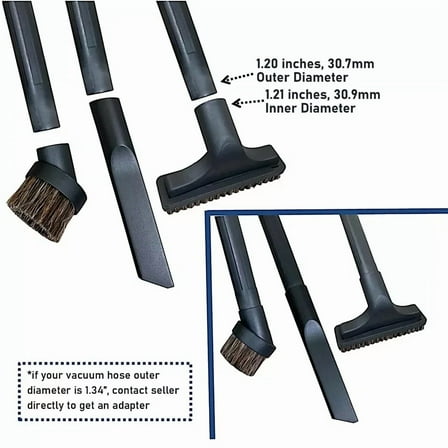 Maximalpower Vacuum Attachments Accessories Cleaning Kit Brushes For 1 1/4" Hose