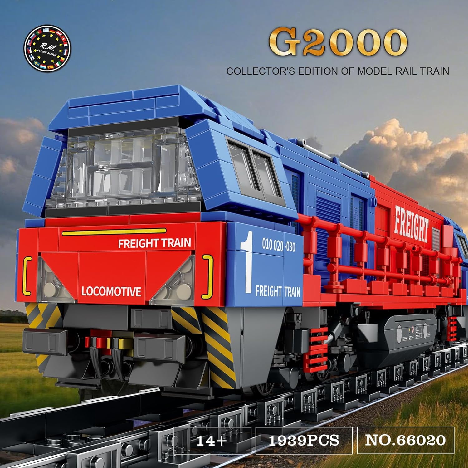 Train Building Sets with Base,G2000 Freight Train,Locomotive City Truck Model Kit 66021,Model for Adult Car Lovers,Gift Ideas for Girls Boys Home Décor,1980 PCS