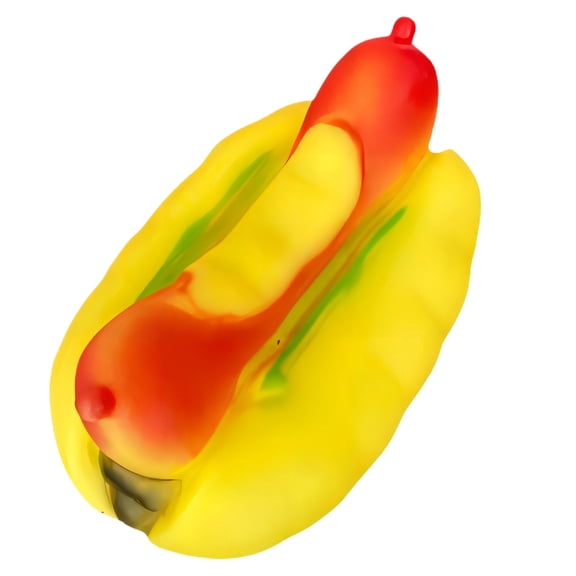 BESTSKY Realistic Hot Dog Dog Toys for Aggressive Chewers, Durable Rubber Squeaky Bone for Teething, Interactive Fetch and Training Boredom Relief