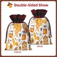 thumbnail image 2 of Cauagu Honey Bee Set Print Christmas Linen Gift Bag,Christmas Goody Gift Bags with Plaid Drawstrings Xmas Presents Bags Holiday with Gift Tag Cards-Black, 2 of 8