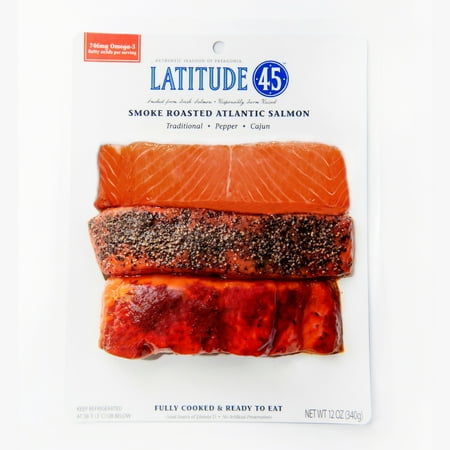 Latitude 45 Smoke Roasted Atlantic Salmon 12oz, 6 Servings per Package, Serving Size 2 oz