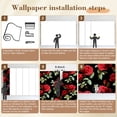 thumbnail image 5 of Wallpaper Seamless floral red roses black Peel and Stick Wall Murals 100"H x 144"W Removable PVC Wall Paper Self-Adhesive Wall Paintings Art Decor for Bedroom Living Room, 5 of 7
