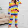 thumbnail image 5 of Loungewear 2 Pieces Outfits Color Block Long Sleeve Tops Pullover Wide Leg Pants Soft Pajamas Sets PJs Sleepwear, 5 of 6