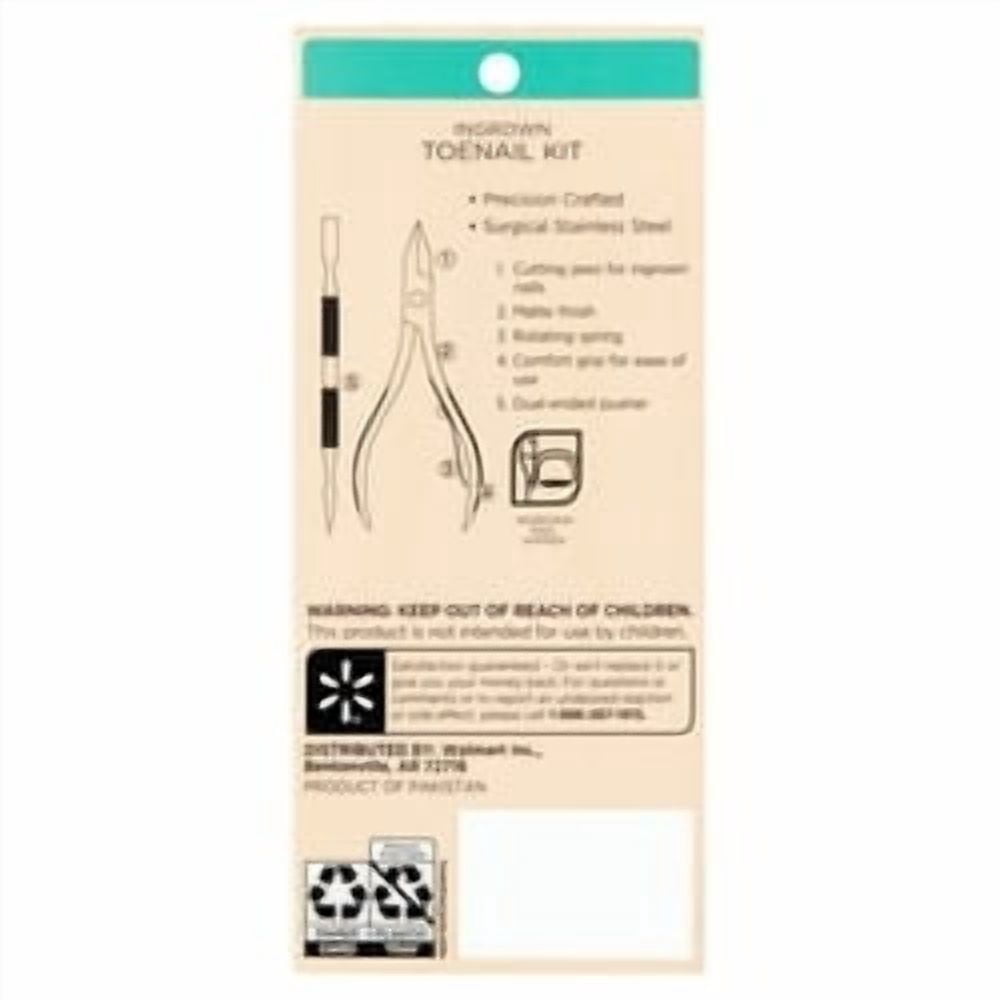 Equate Beauty Ingrown Toenail Maintenance Kit with Nippers and Pusher