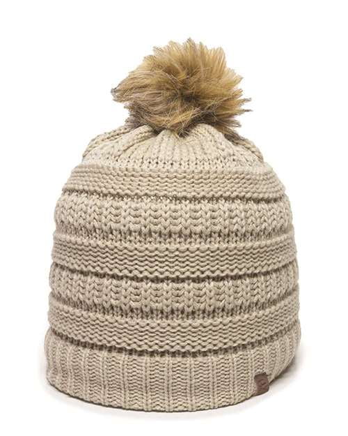 Igloos Girls Cable Cuff Cap with Multi-Color Pom Kids Fashion Outdoor Hat