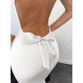 thumbnail image 3 of White Backless Bow Detail Maxi Dress For Women, Sleeveless Bodycon Evening Dress, 3 of 7