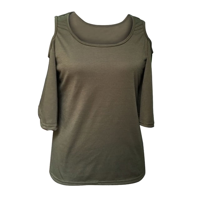 Mujeres verano casual suelto fuera del hombro ahueca hacia fuera Tops blusa Soledad Las mujeres atractivas del hombro de manera remata