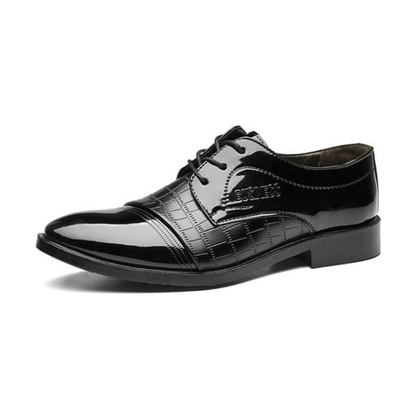 

Entyinea Leather Shoes for Men Classic Lace-up Formal Oxford Breathable Dress Shoes Men Wedding Shoe Black 48