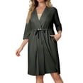 thumbnail image 4 of Stralyhd Shoulder Surgery Robe for Women Surgery Recovery Gown with Drain Pockets Open Front Adaptive Gowns 3/4 Sleeve Chemo Post Clothing Dark Gray XXL, 4 of 9