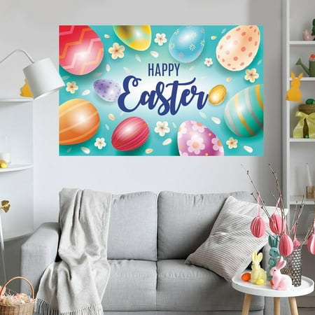 Polyester Easter Banner with Festive Prints Large Photo Backdrop for Party Decorations Outdoor Celebration Event Signage Holiday Photography and Seasonal Gathering Essential with Easy Hanging Design