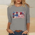 thumbnail image 2 of lcziwo 3/4 Length Sleeve Womens Tops Plus Size Cotton Independence Day Basic T Shirt Anniversary Stars Stripes Lightweight Family Tee Top Gray XXXL, 2 of 6