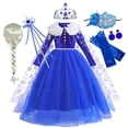thumbnail image 2 of Vestido de princesa Elsa de Frozen para niñas, ropa de Cosplay de Helloween, disfraz de cumpleaños con estampado de reina de la nieve, 2023 Fivean unisex, 2 of 2