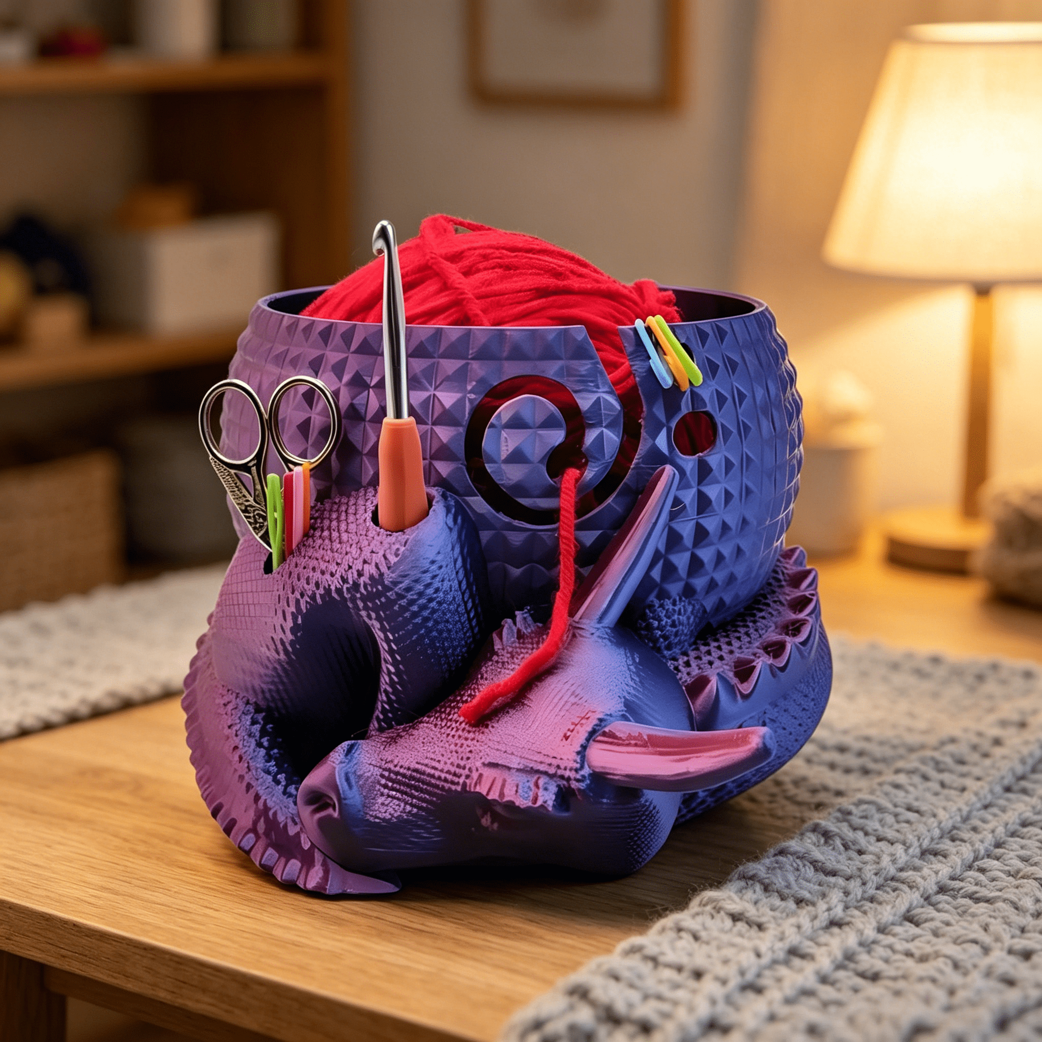 ACDANC 2026 New Fantasy Dragon and Egg Large Yarn Bowl for Crocheting,Perfect Gifts for the Knitter,6.88×4.92Inch (Purple),For Knitting,Crocheting,Crafting,Home Decor,Gift Giving