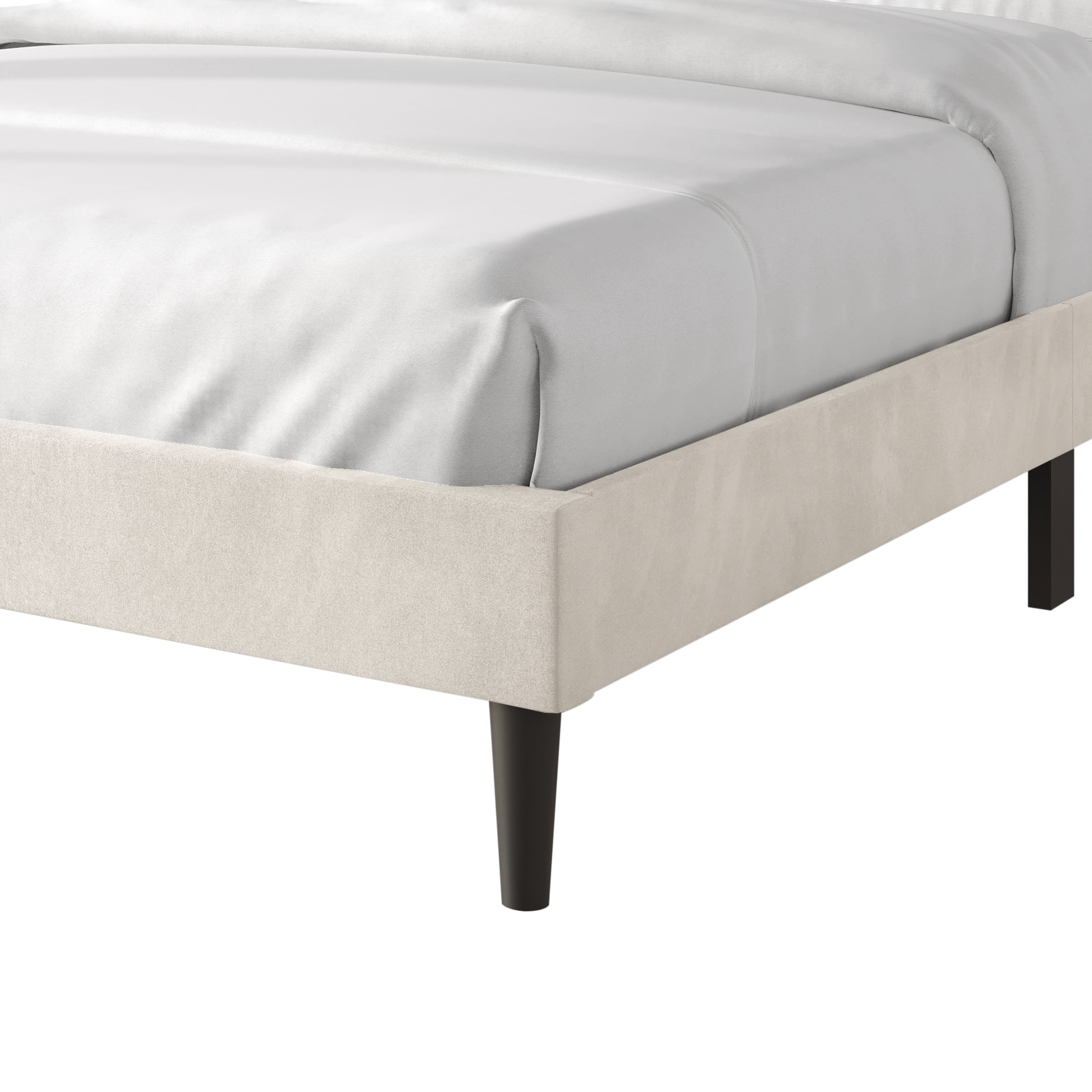 Castle Place Sophisticated Wingback Velvet Upholstered Twin Platform Bed, Beige