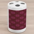 thumbnail image 1 of Hot Pink Ceramic Toothbrush Holder, Traditional Eastern Damask Pattern over Burgundy Background Design Print, Decorative Versatile Countertop for Bathroom, 4.5" X 2.7", Burgundy Pink, 1 of 4